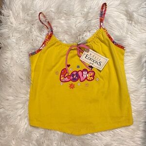 Basic Editions Girls Yellow Love Graphic Tank Top Size 10/12 NEW